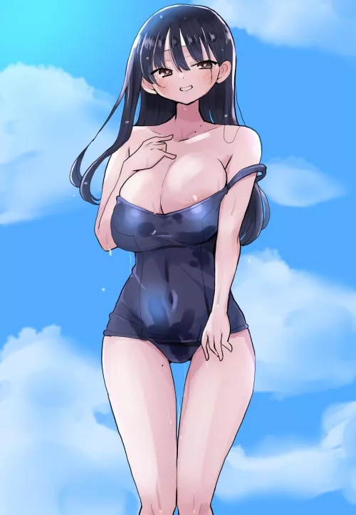 Anna Yamada's Skintight School Swimsuit 