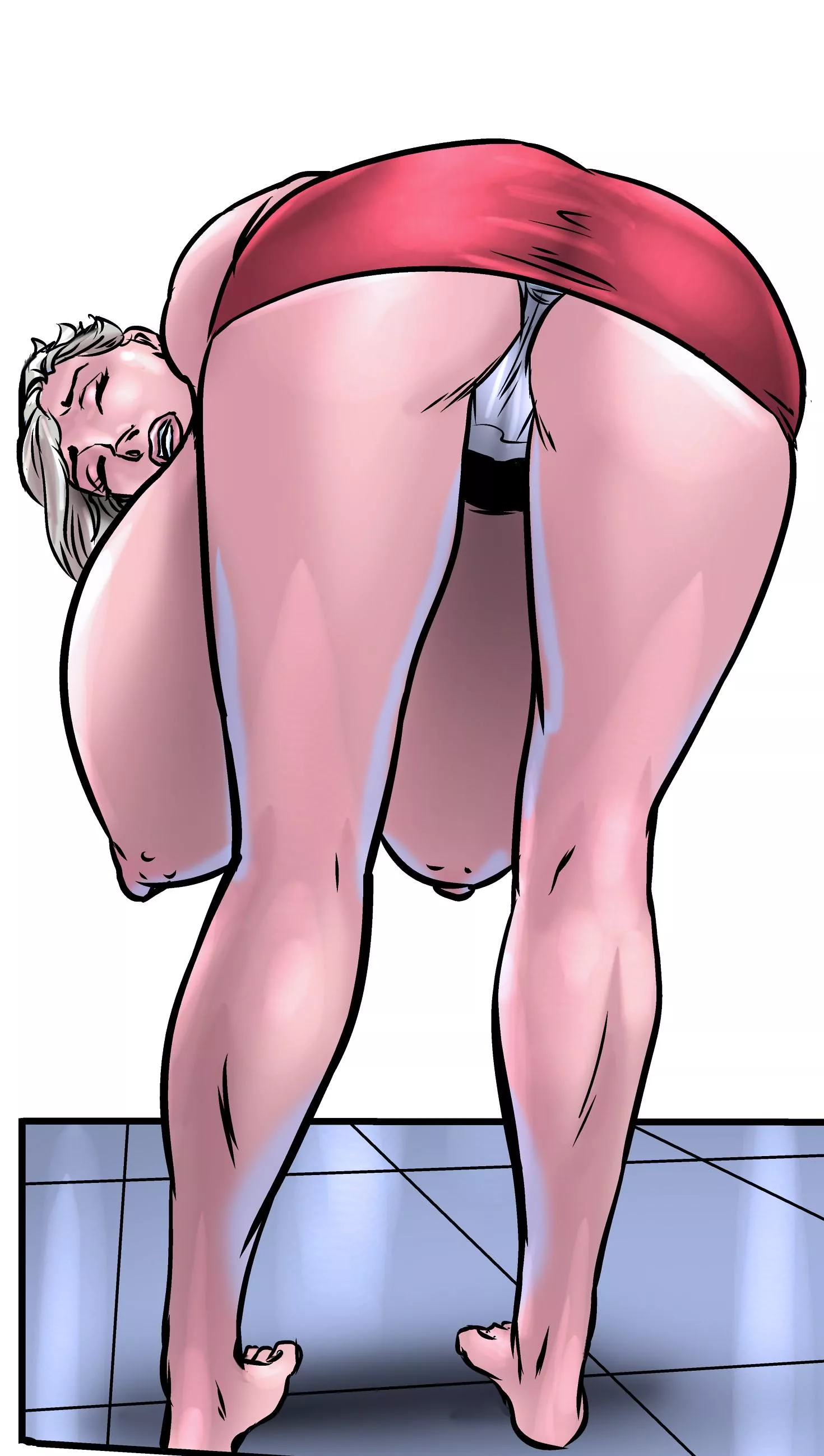 Big boobs showing to much.