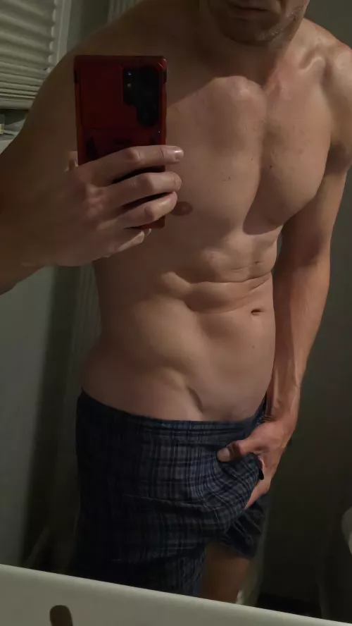  Comment below if you like your semi hard dick swinging in your loose boxers 