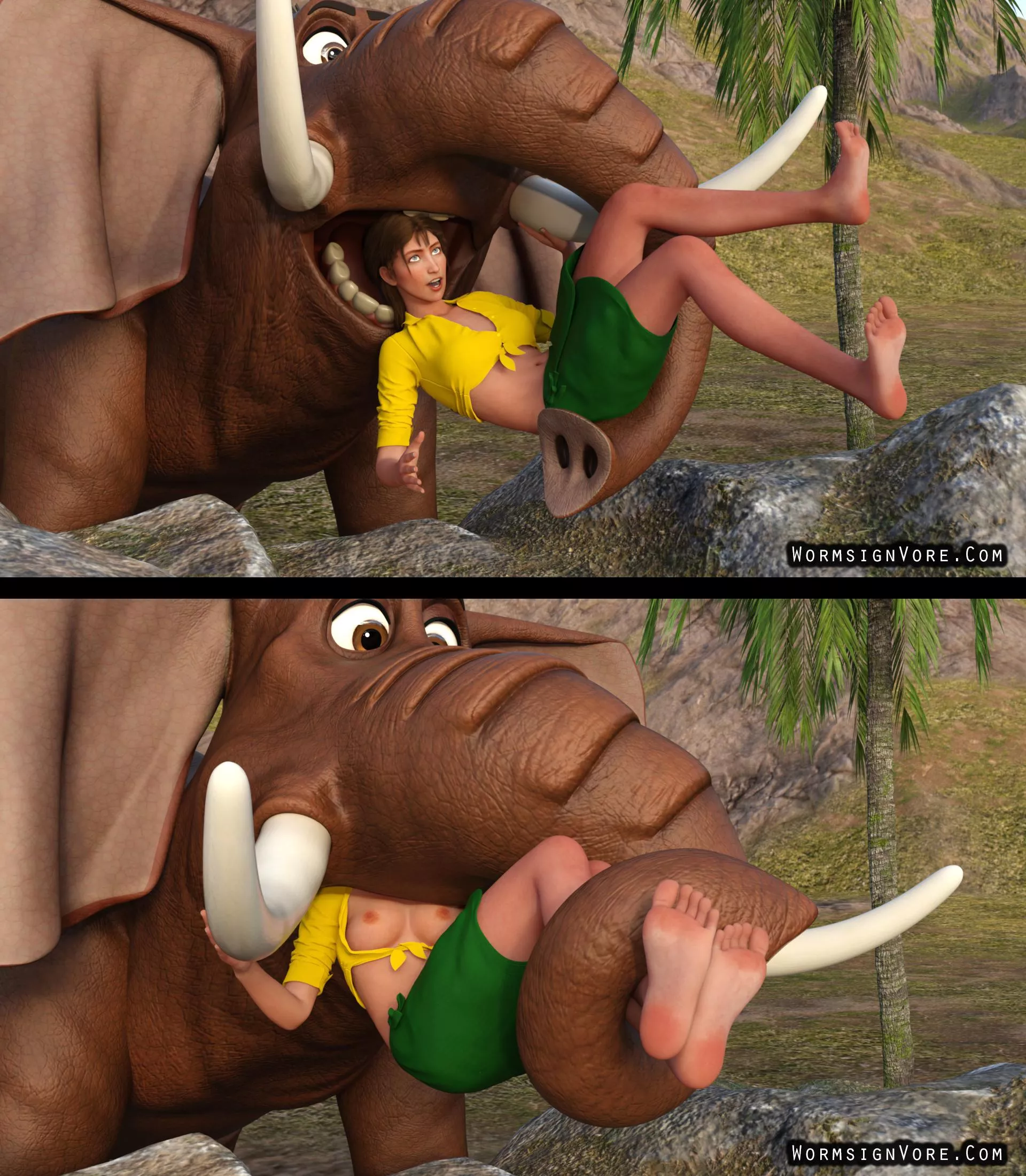 {Image}Tantor Eats Jane(M/Elephant)(F/Human)(Soft)(Oral)(willing)(nsfw)(OC: WormsignVore Animations) 