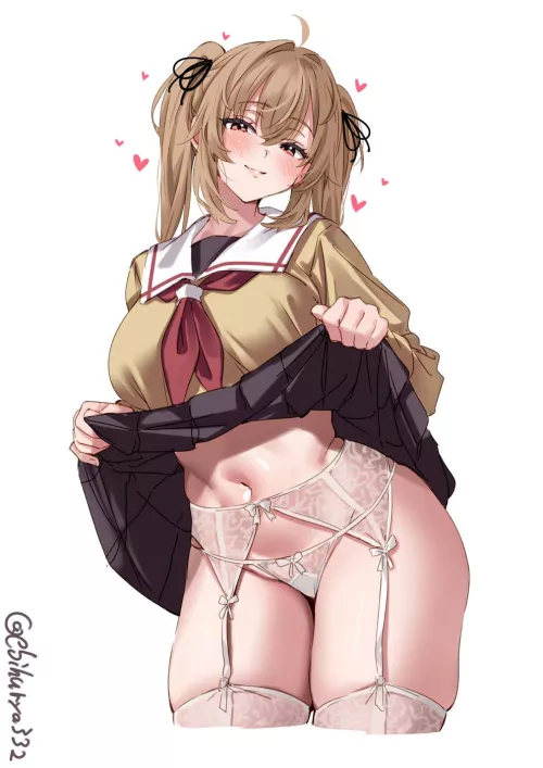 Murasame showing off her garterbelt (Ebifurya) [KanColle]