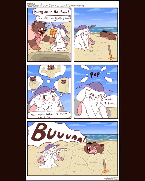 [OC]🐻🐰Bear & Bun Comics: Sand Shenanigans🏖️