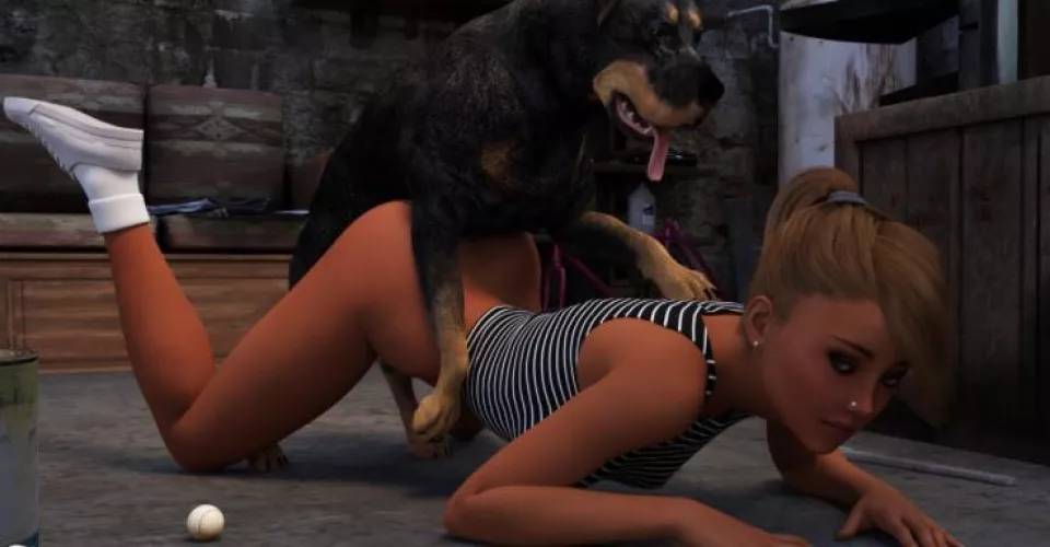 “Play time always turns to knotty time as the boyfriend’s doggo simply enjoys emptying his balls deep inside the pussy.. [Joker]”