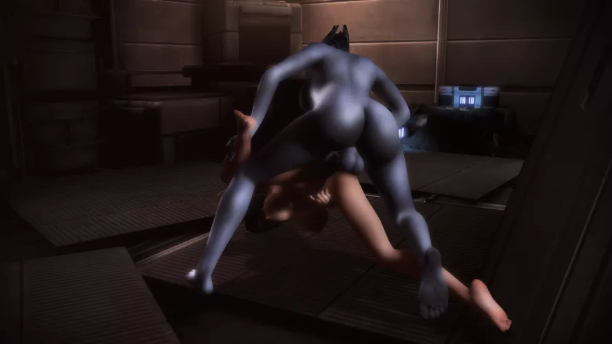 An Asari futanari bones a female member of the Normandy crew. (Rastifan)