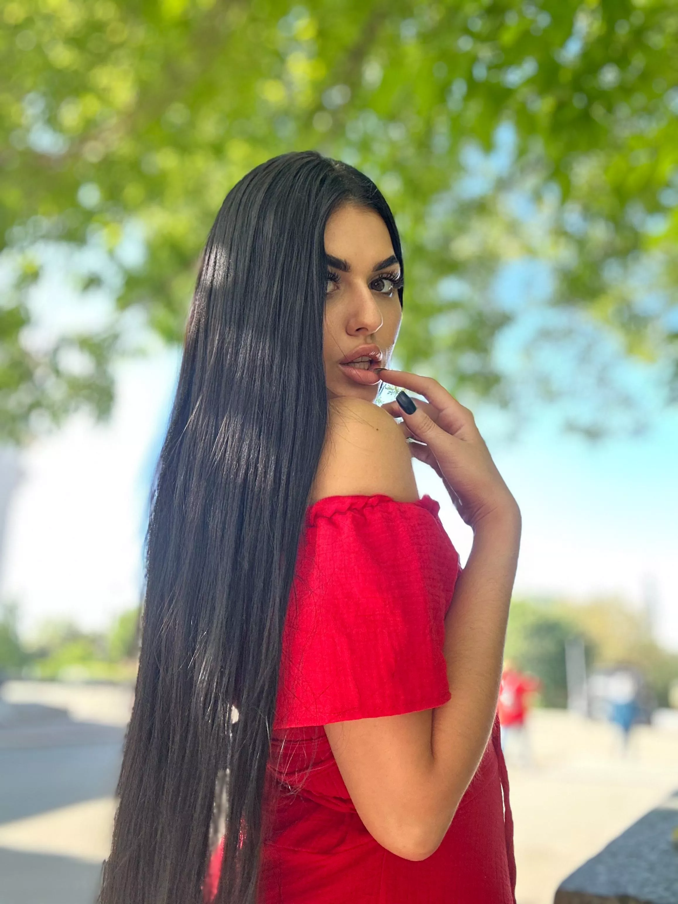 brunette trophy in red brunette trophy in red