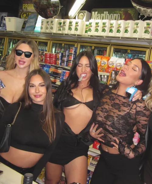 Choose one girl from the black clothing aisle of the gas station