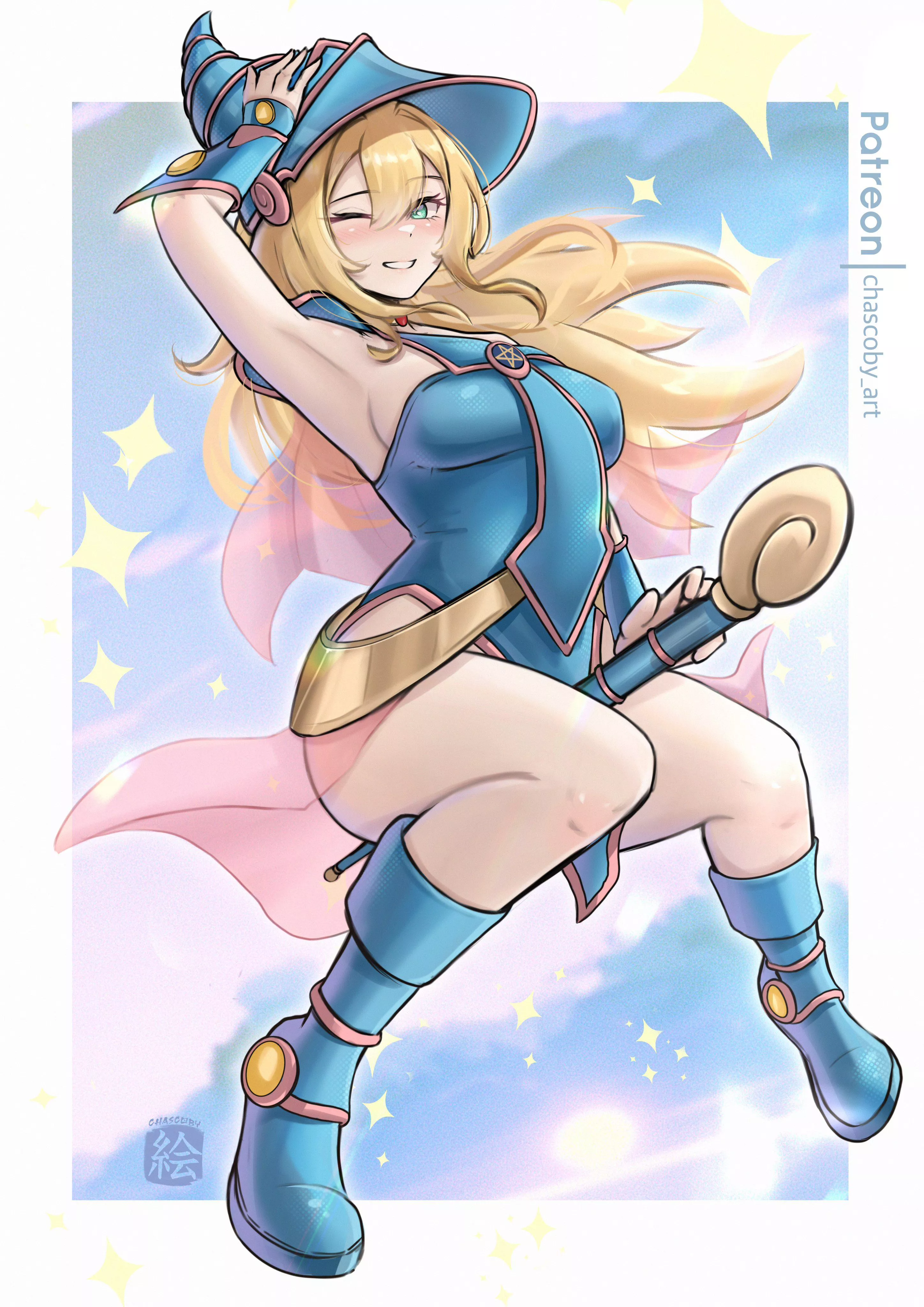 Dark Magician Girl riding her broom