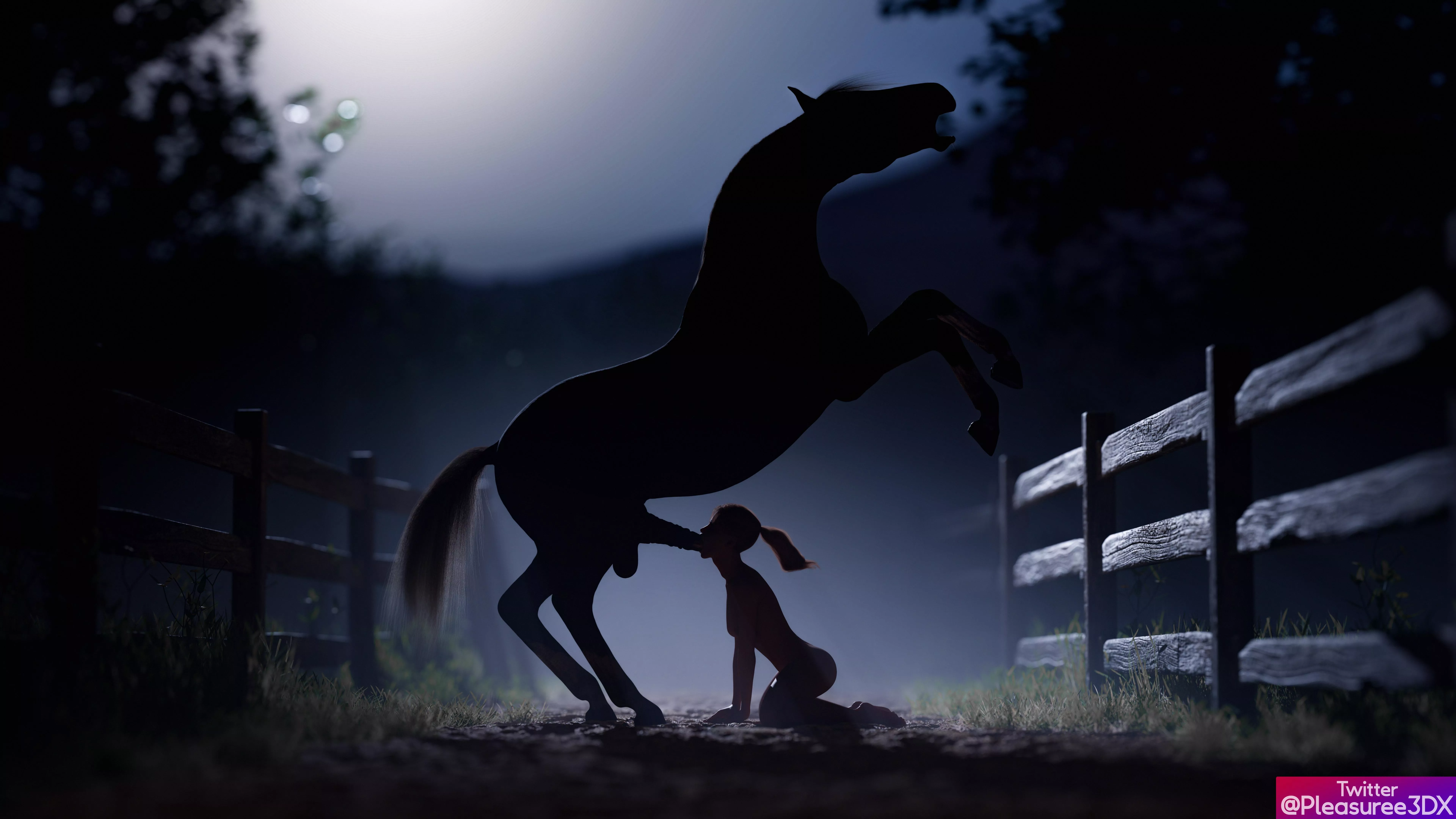 Deepthroating a Horse Cock at night (Emily's Diary) [Pleasuree3DX]