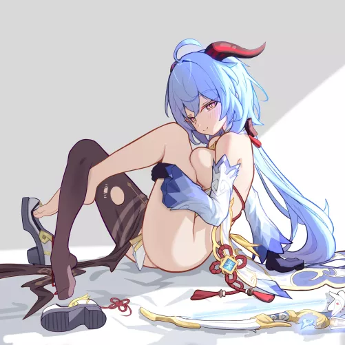 Ganyu taking off her clothes