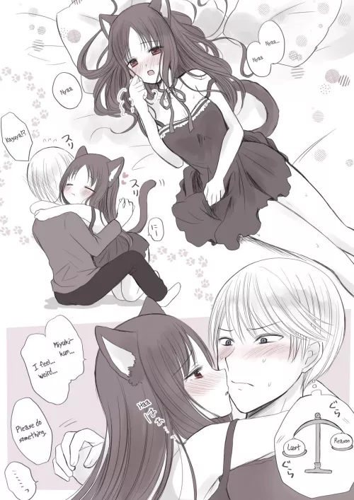 Kitty in heat is insatiable until she can get bred with a huge cock.