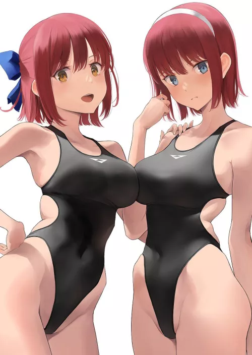 Kohaku and Hisui in swimsuits