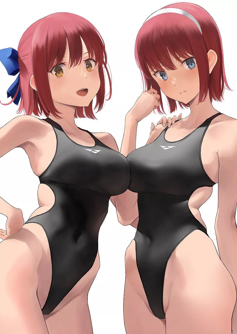 Kohaku and Hisui in swimsuits