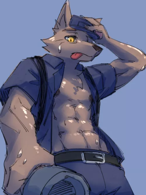 Kyle the were cleaner is working hard.