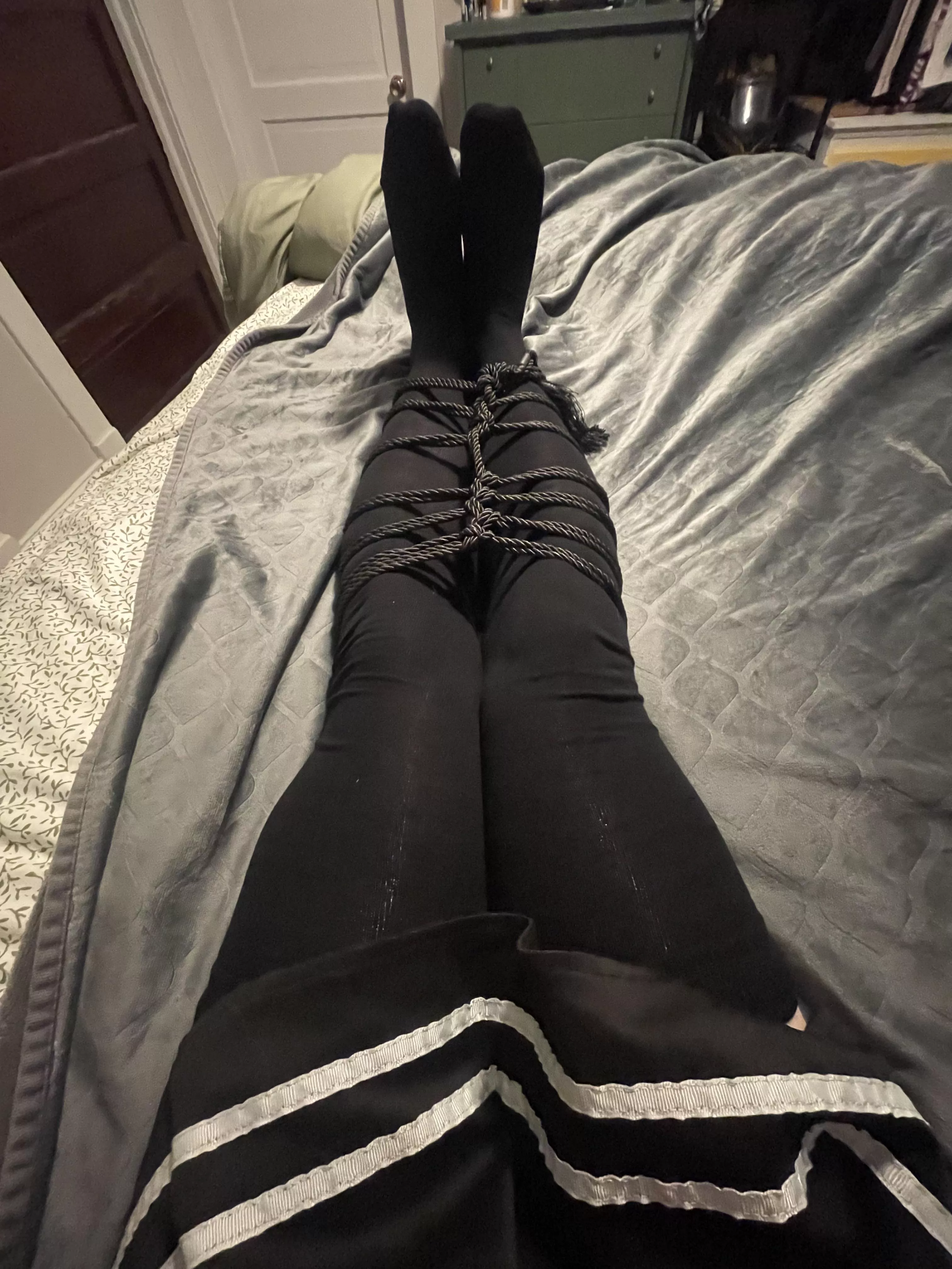 My first try at solo shibari