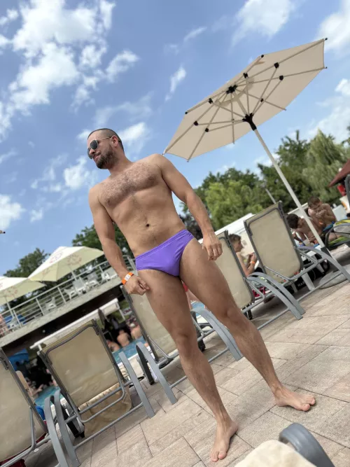 The only guy wearing a speedo at the pool today was me! Please clap for my bravery