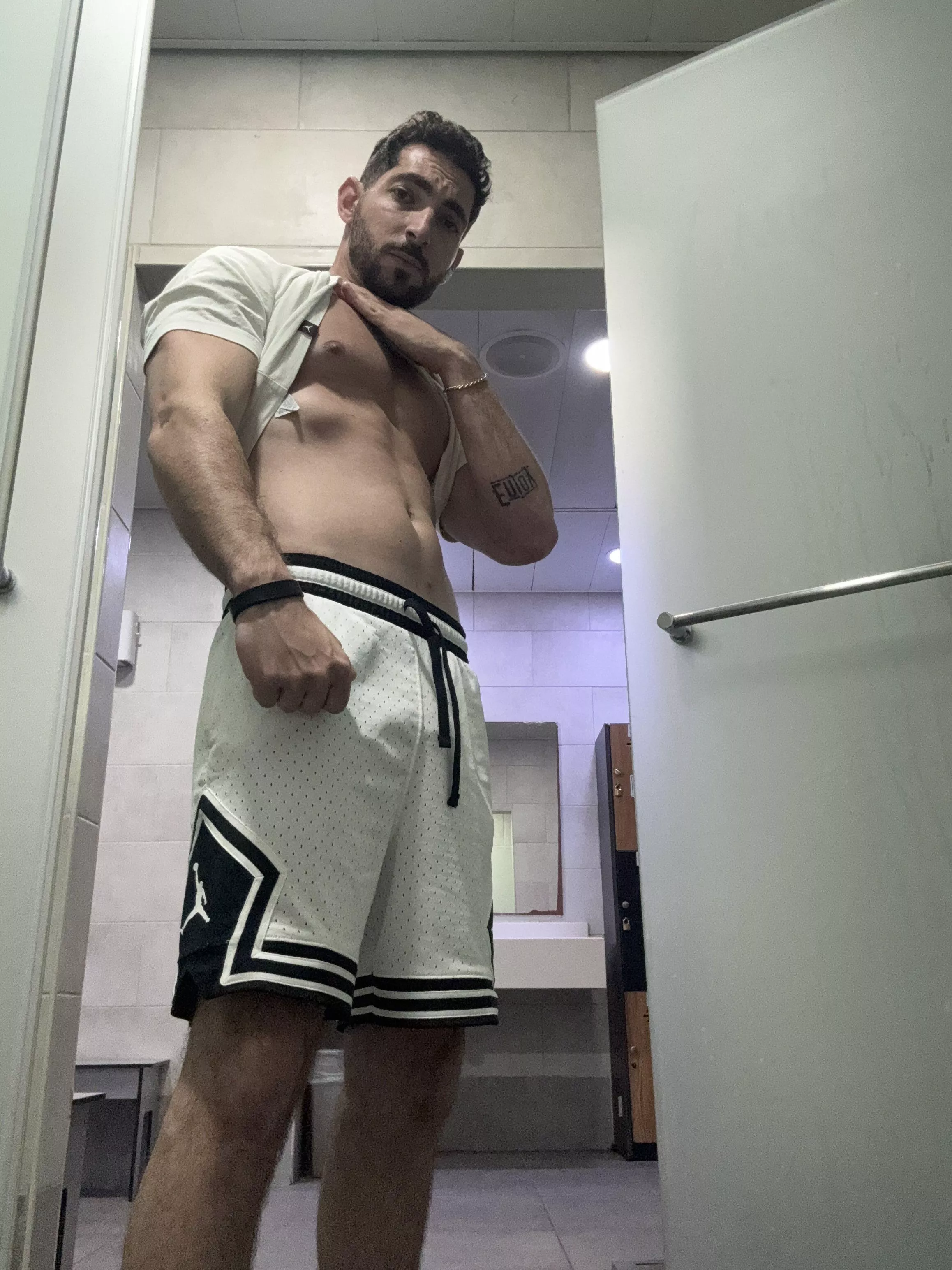 You have entered the gym locker's room and you saw this. What's the first thing you're going to do?