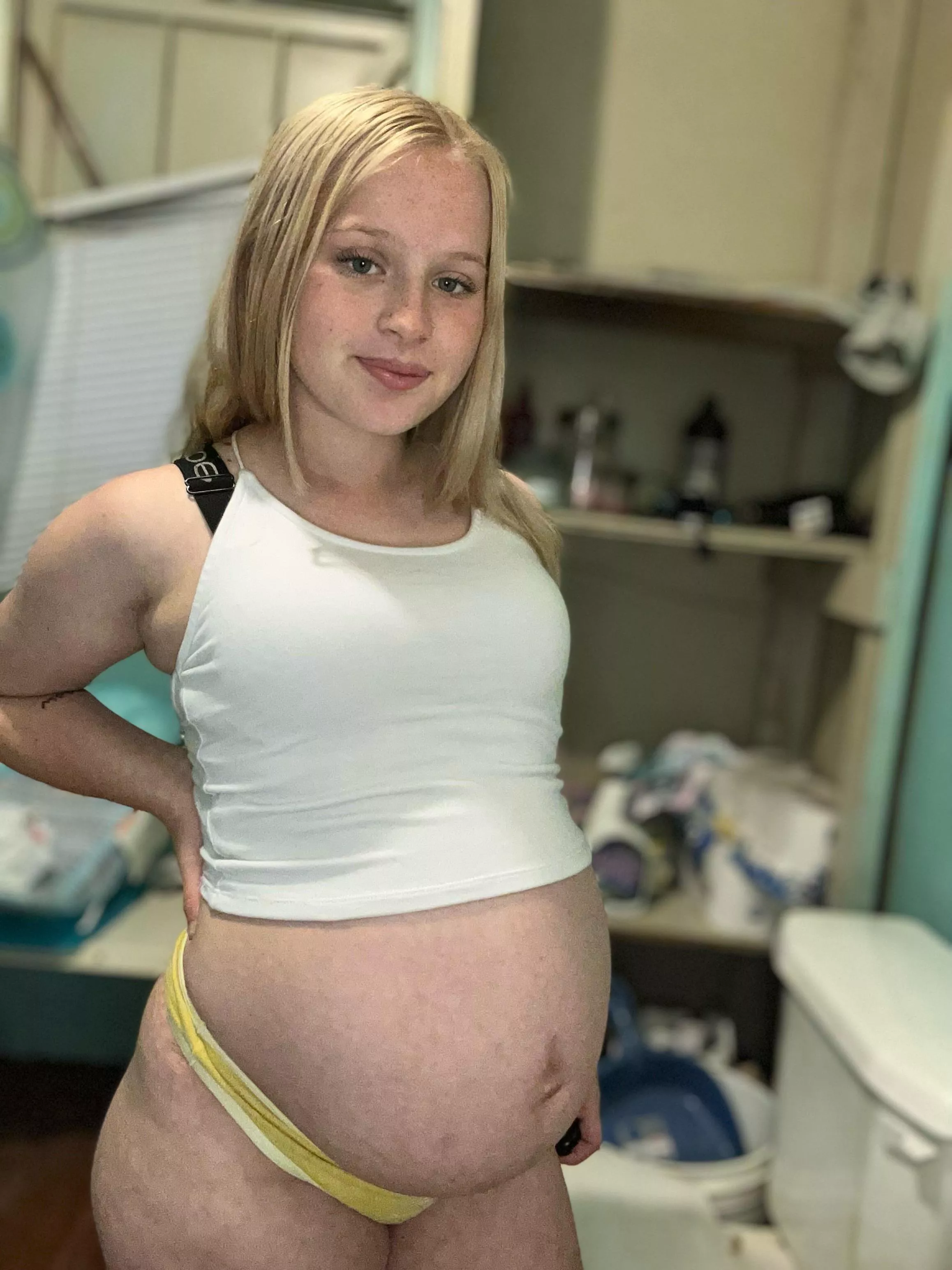 I hope you don’t mind a 18 year old with a big pregnant belly 