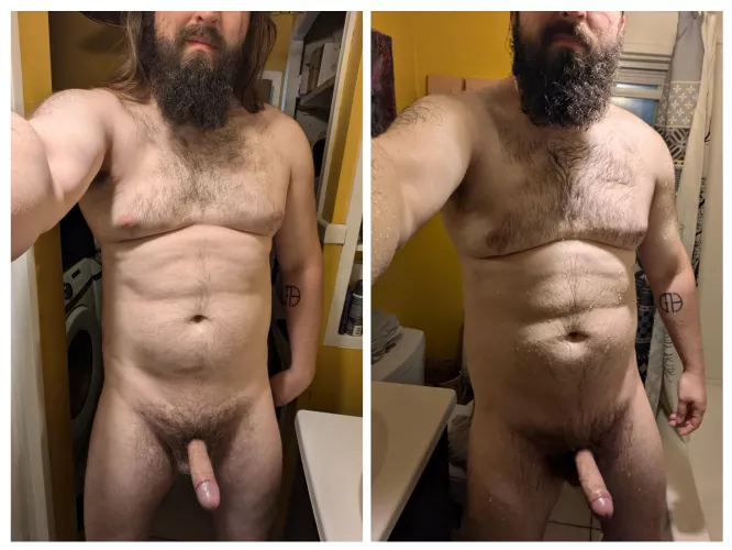 Before and after my shower 