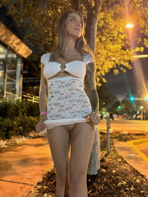 Just making sure the whole city gets to see my cute shaved pussy