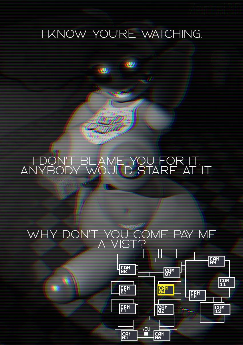 She knows you're watching. . . . [FNAF] [CHICA] [TEASING] [Art by ZentaiSFM]