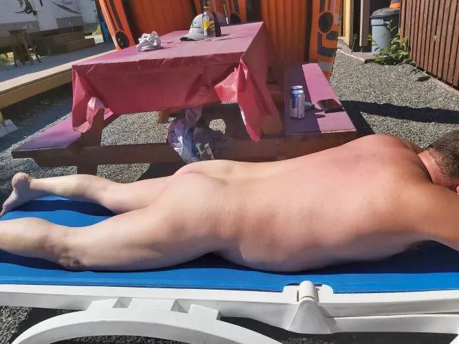 Tanning at the camper 