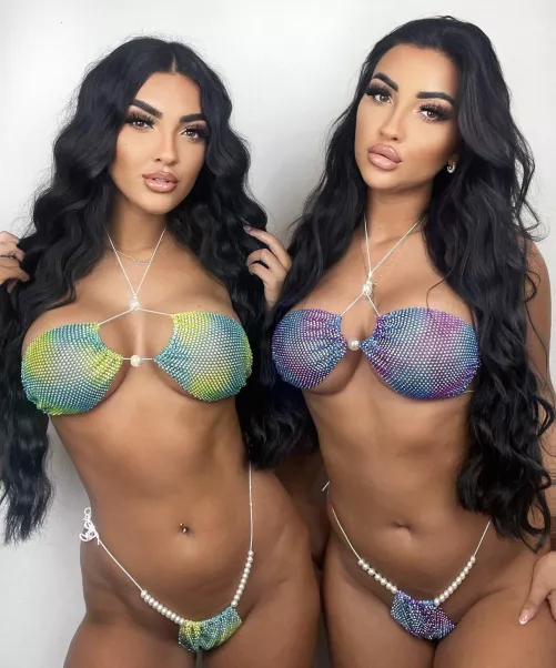 Twins getting ready for the beach