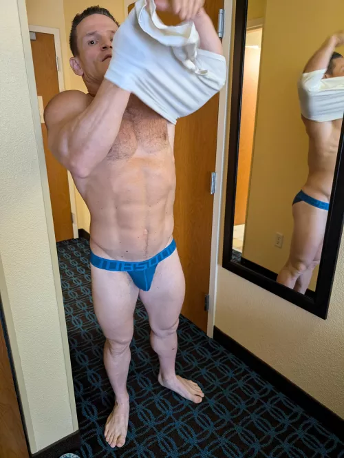 Getting dressed before going to work