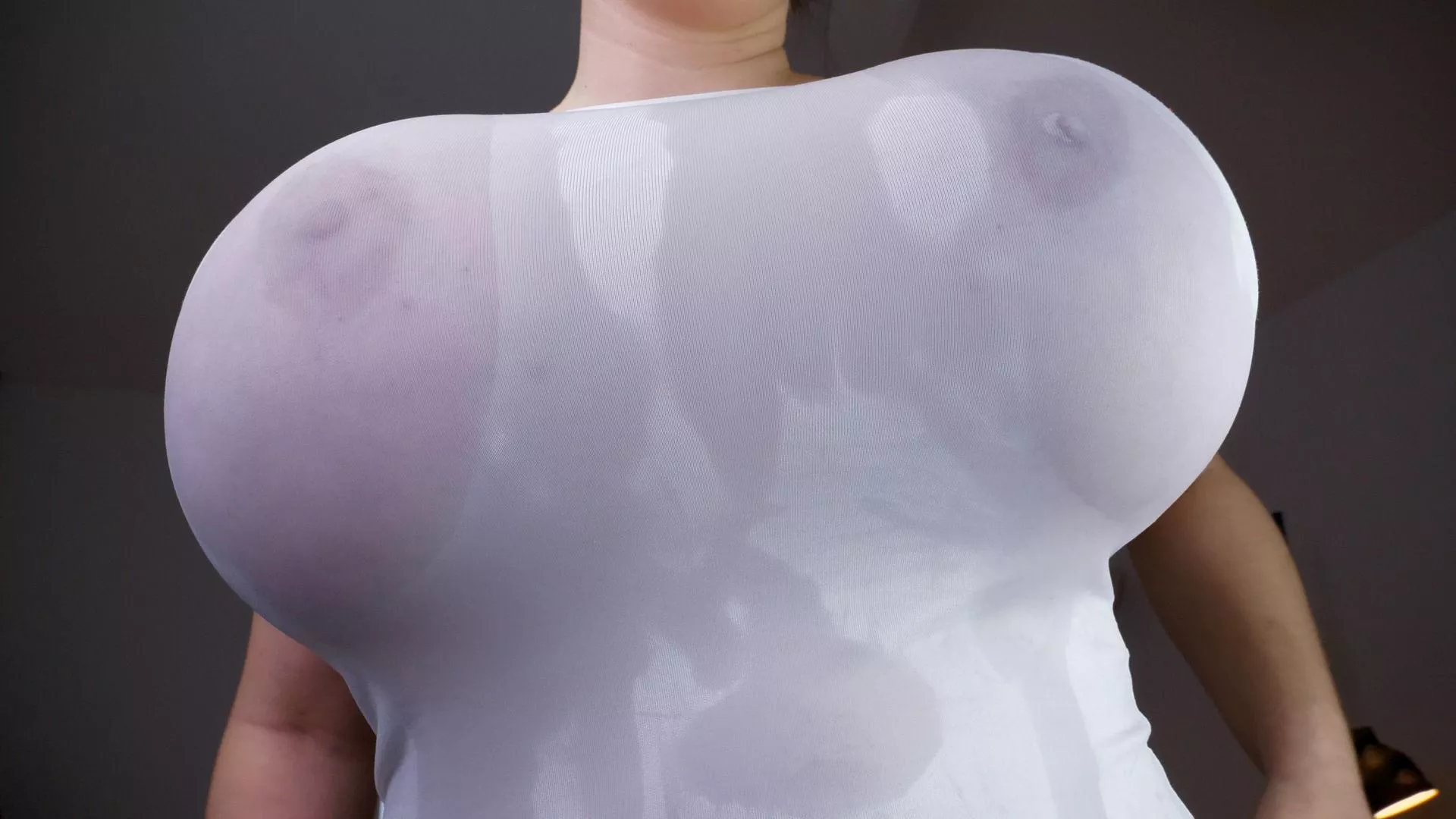 Oily adventure with my massive 2500cc fake tits.