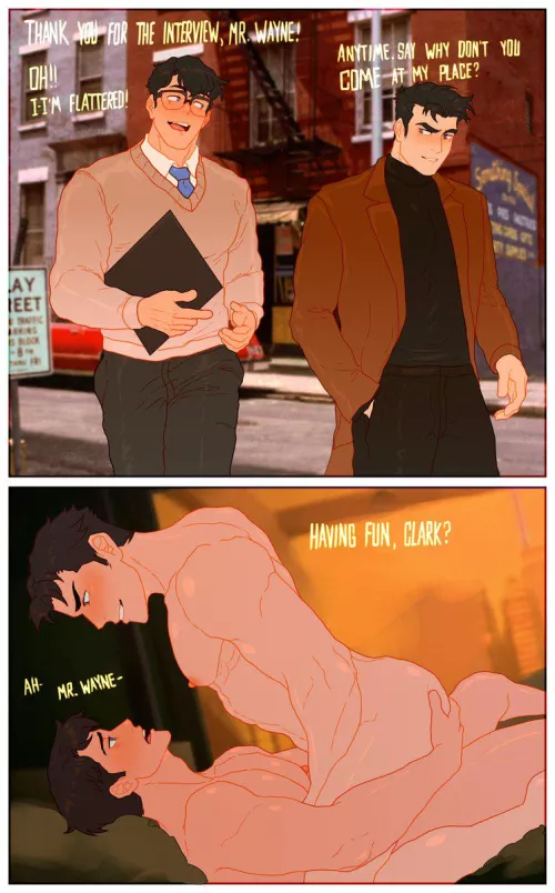 Clark Kent and Bruce Wayne have an interesting meeting (By Cuckoo_chan) 