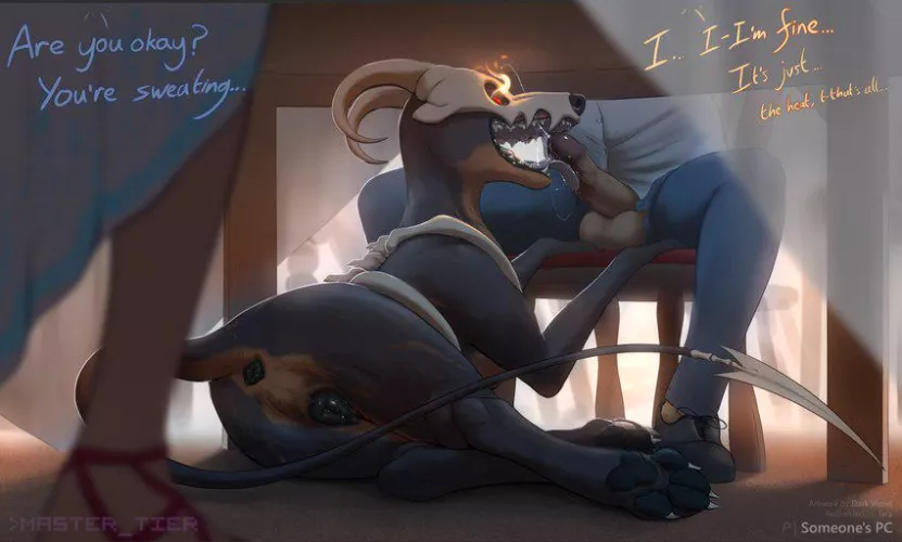 Houndoom under the table~ [FM] (dark violet)