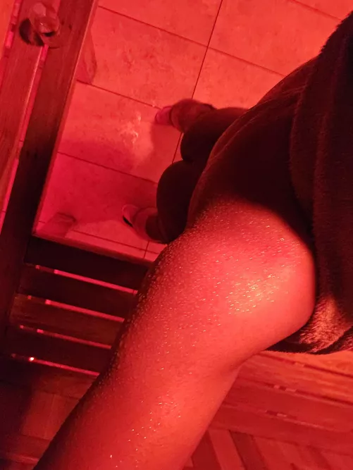 My cheeks sweating it out in the sauna 