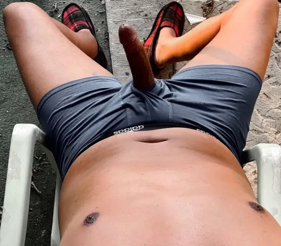 Showing the neighbors my morning wood 