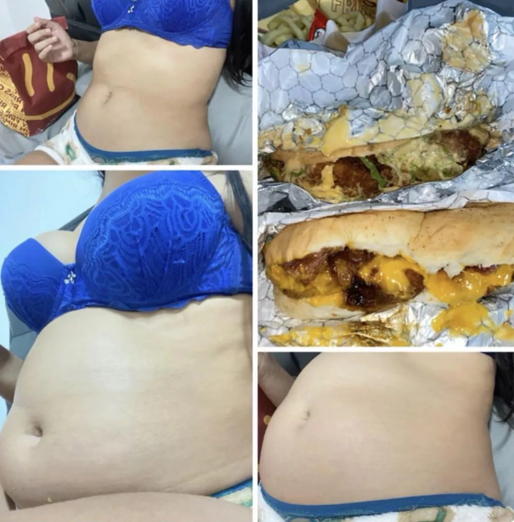 Incredible my change before and after a great Sandwich every day committed makes me bigger and bigger. Who wants to feed this beautiful belly?