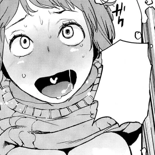 LF Mono Source: 1girl, ahegao, blank speech bubble, breasts out, close-up, face, full face blush, heart in mouth, large breasts, light hair, looking up, open mouth, portrait, saliva trail, sfx, short hair, sweat, sweater, sweater lift, tongue