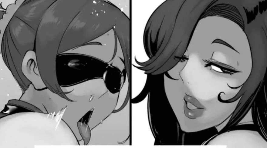 LF Mono Source: 1girls, collage, long hair, ahegao, tongue out, sleep mask, looking back, dark hair, belt collar