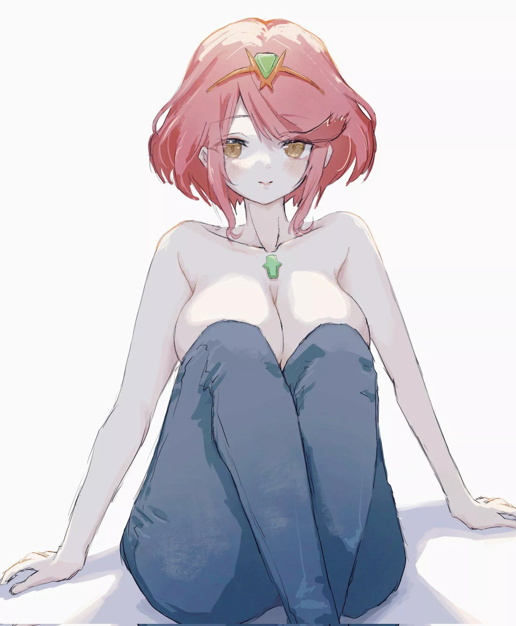 Pyra in jeans and nothing else