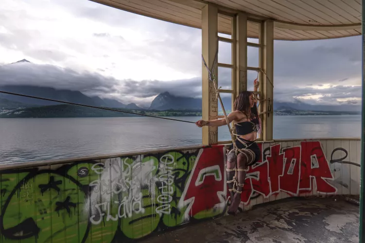ropes, UrbEx, mountains, lake and moody weather 