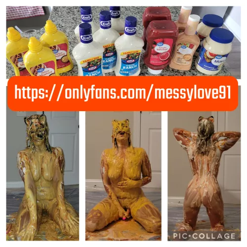 Some vibrator action while covered in savory mess