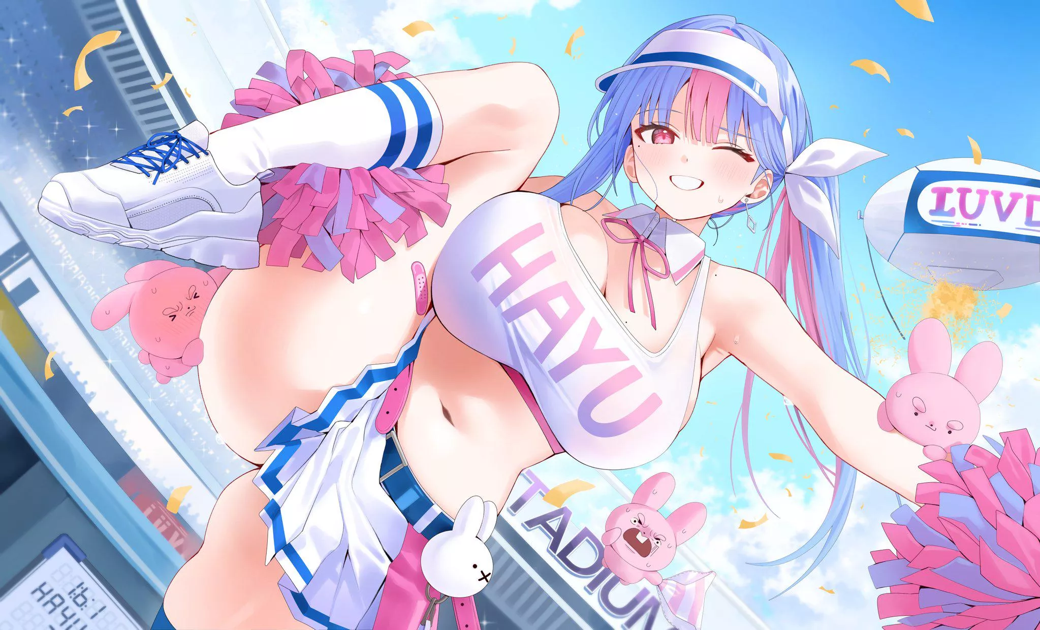 Thick cheerleader stretching