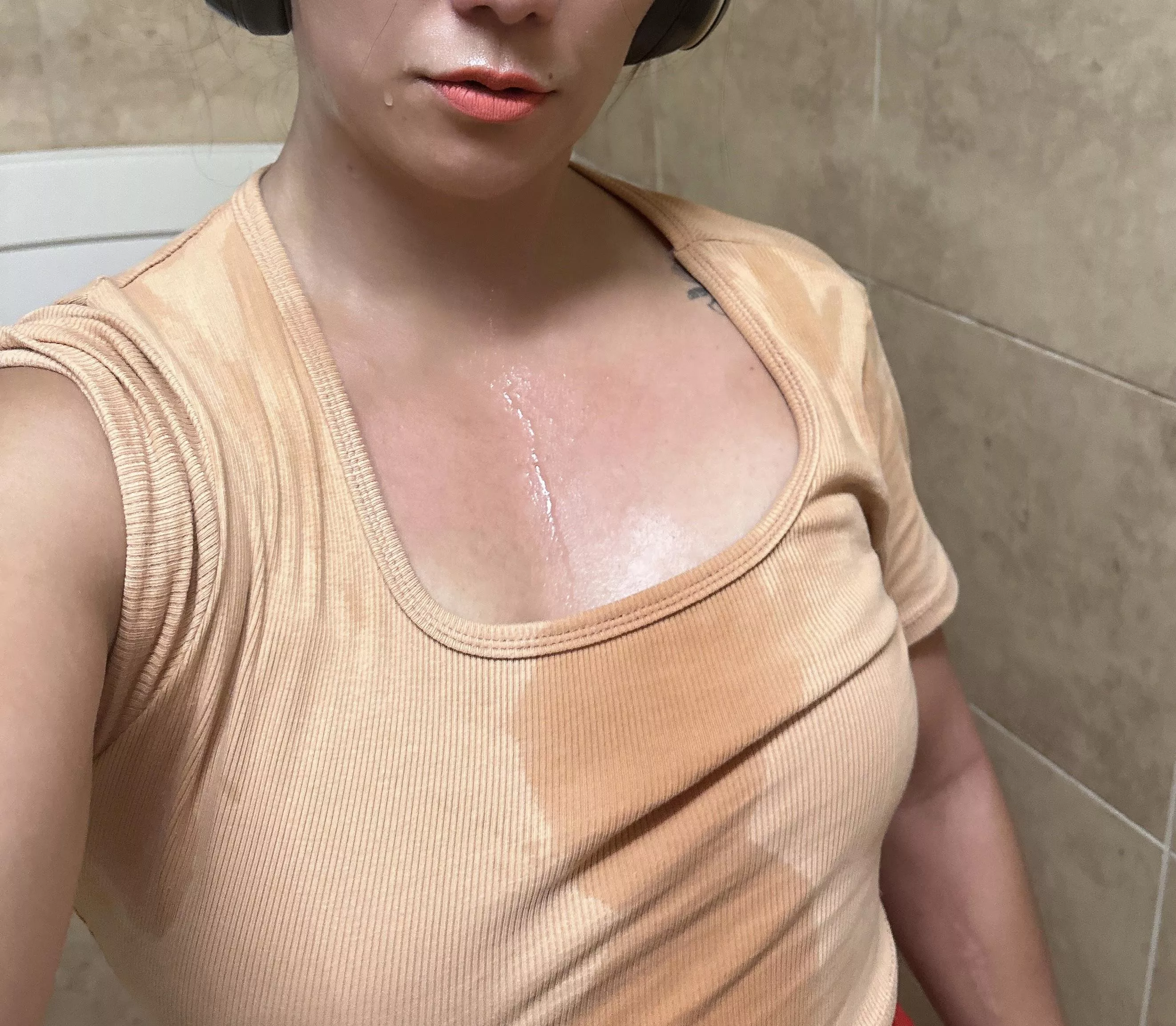 All sweaty after a workout. Lick me clean