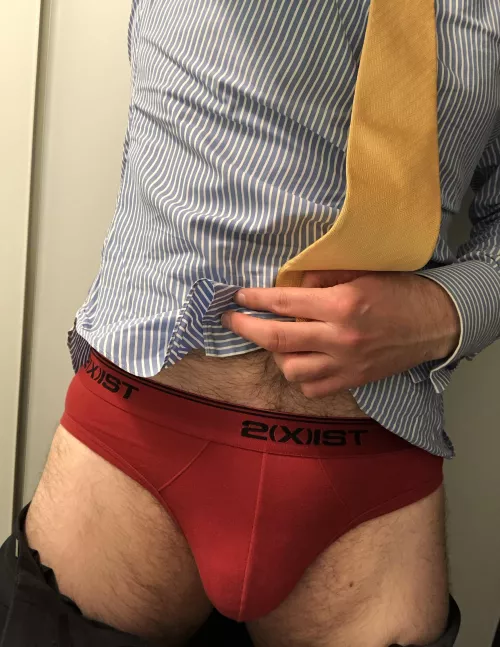 First day back at work after my holiday. Back in the office, back in a suit, back in briefs…(43)