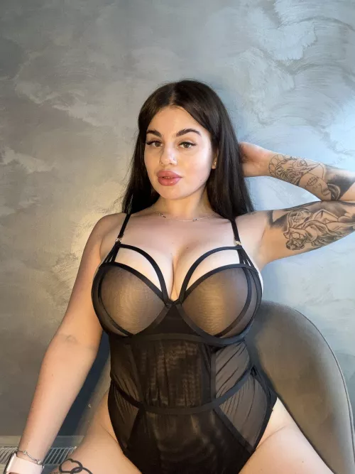 gorgeous girl in black lingerie