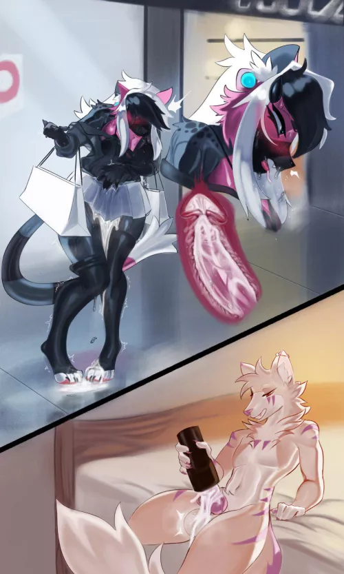 Right now?! Fuck I'm so glad I gave him the portal! I'm getting fucked and bred in public, and nobody can tell! This is the best! Wait.... oh god its leaking out (hiromoru)