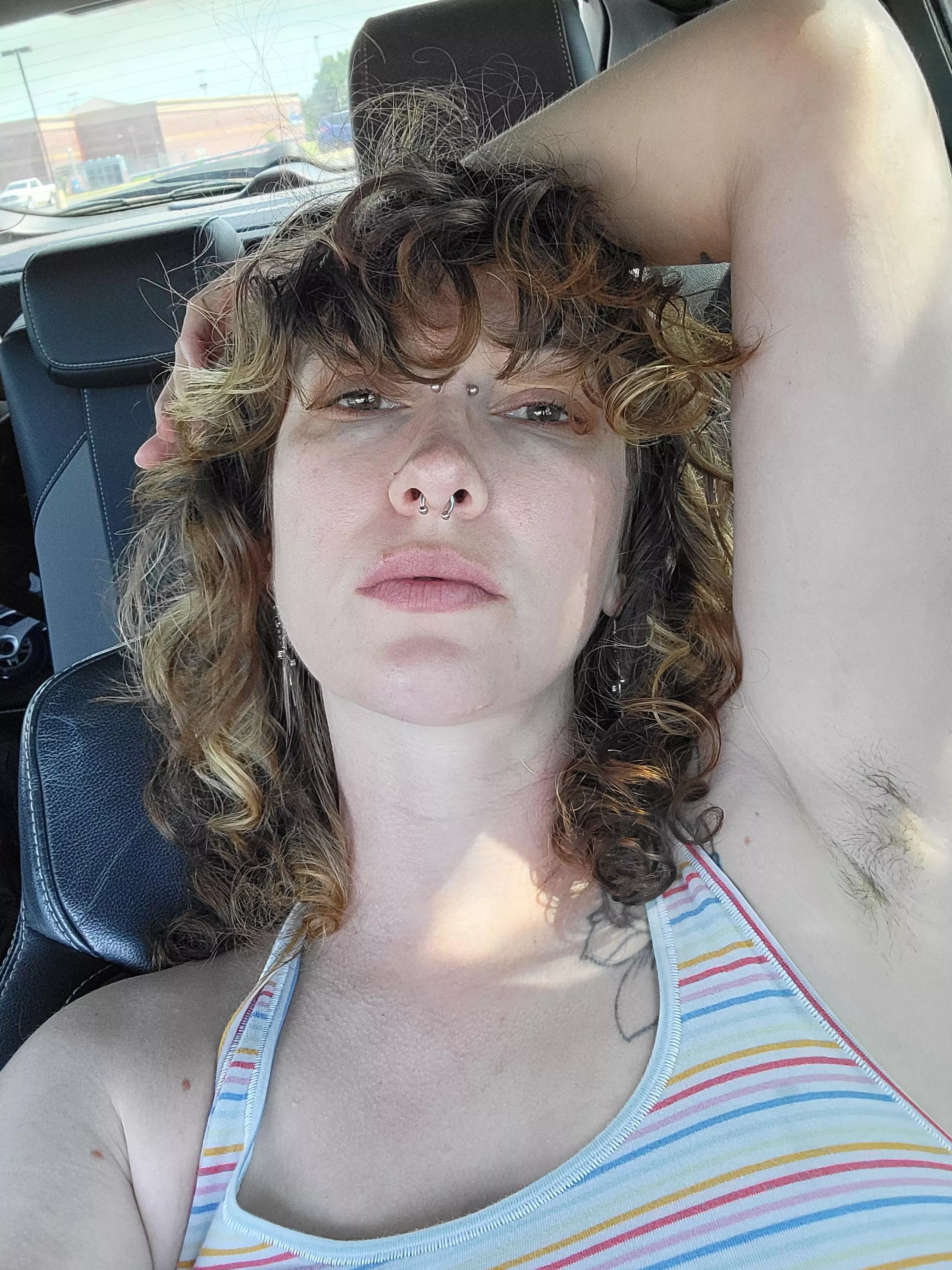 It's so hot out! I hope you don't mond how sweaty I am when I force your face between my legs...