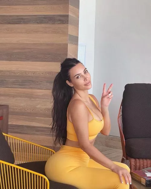 Kim sitting pretty