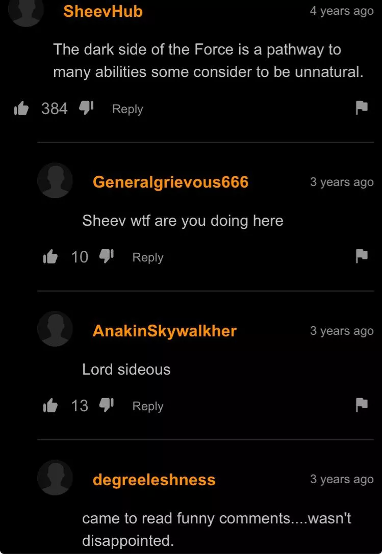 [Laughs in Sith Lord]