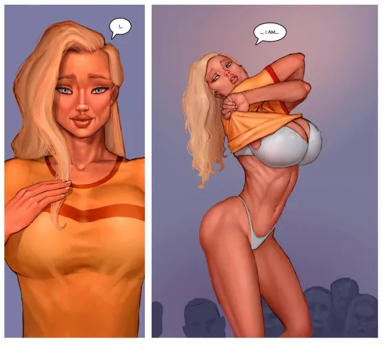 Shame girl undressing (art by Claudio Fontau)