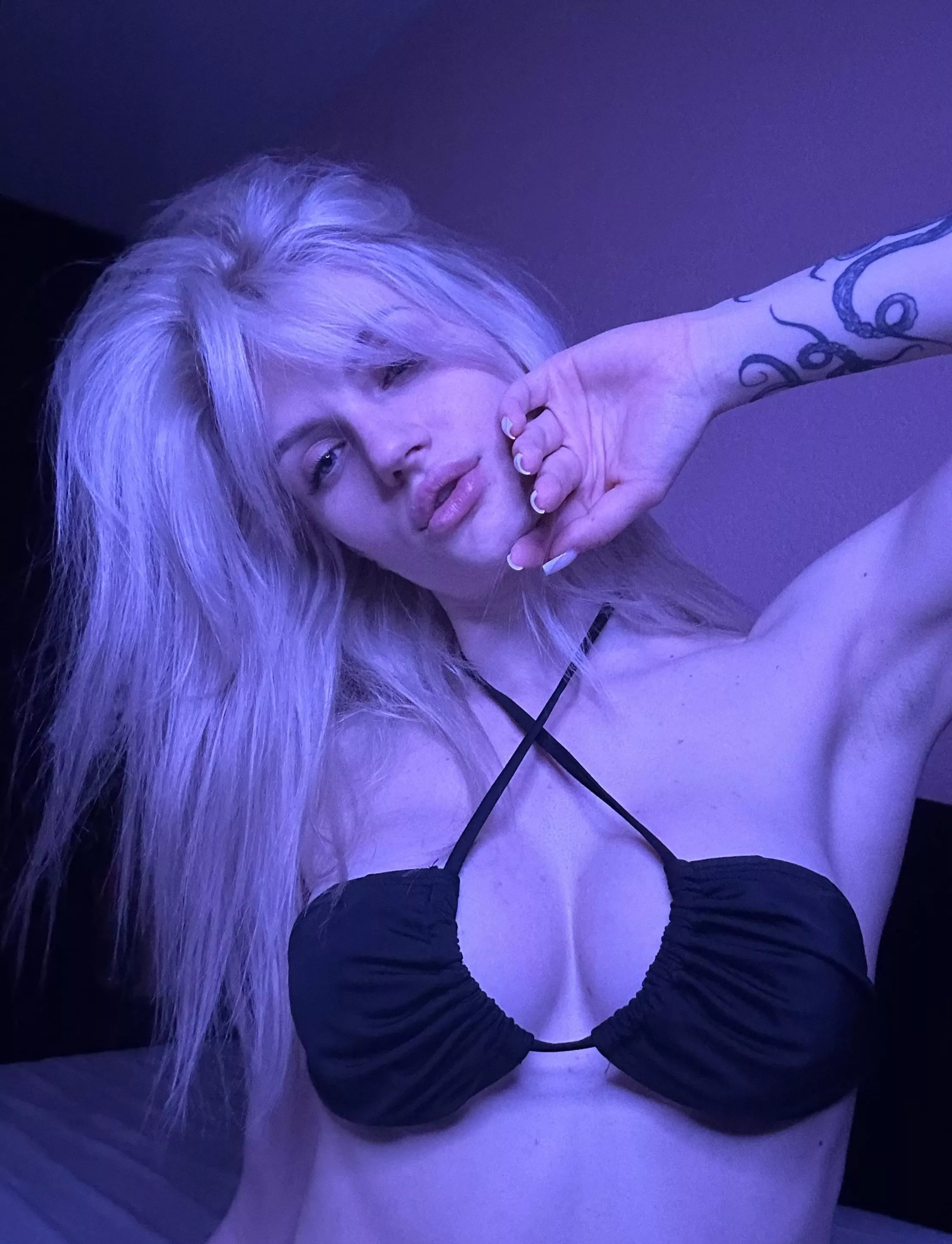 Black bikini on a petite girl