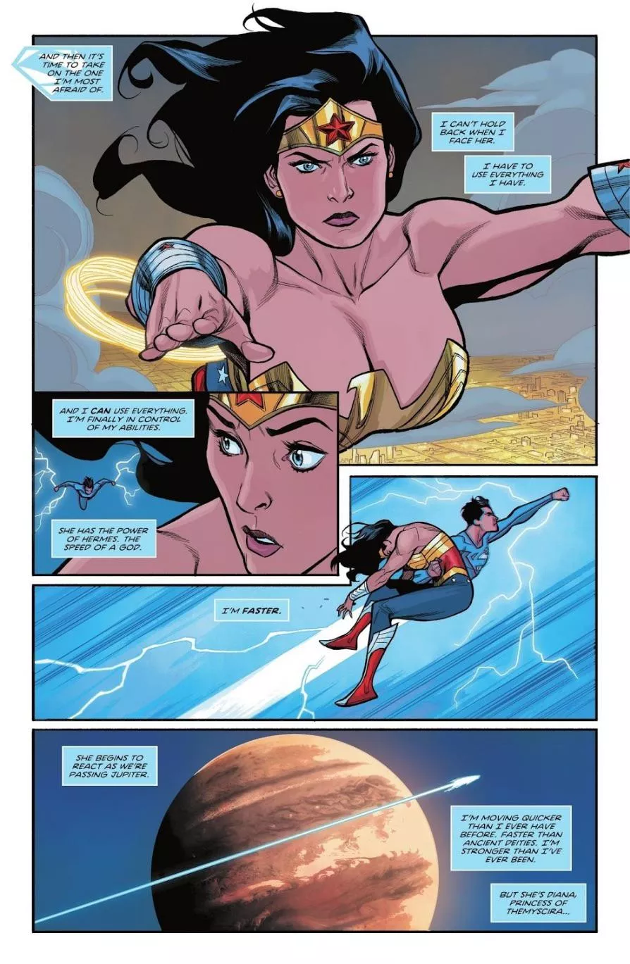 Can’t even focus on Wonder Woman being tackled to Jupiter [Adventures of Superman: Jon Kent #6]