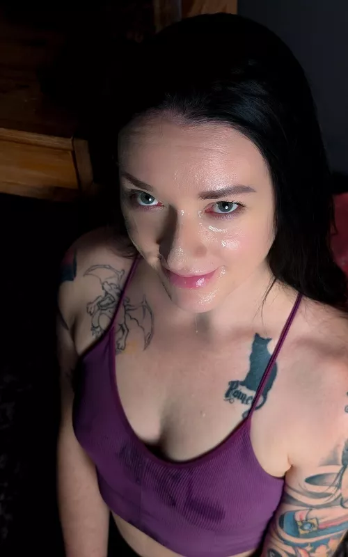 It's really hard to capture how much cum is actually on my face, chest, walls and floor. You will just have to take my word for it.